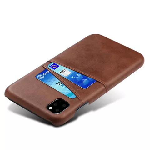 Duo Cardslot Wallet Portemonnee iPhone 11 Pro hoesje - Bruin Bescherming