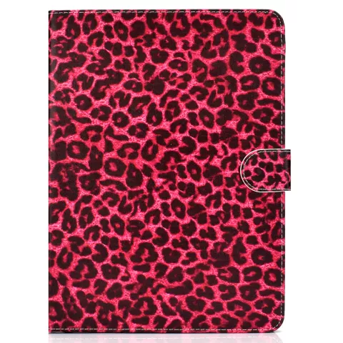 Hoes Case Wallet Portemonnee Rode Luipaardprint voor iPad 10.2 inch, iPad Pro 10.5 en iPad Air 3 10.5 inch - Zwart Rood Roze