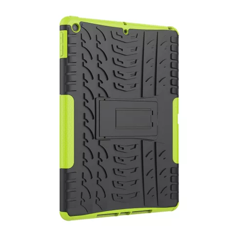 Bandenprofiel iPad 10.2 inch TPU Polycarbonaat Hoes met kickstand - Groen Zwart