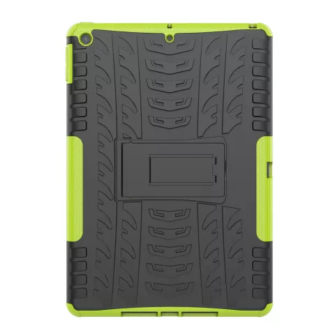 Bandenprofiel iPad 10.2 inch TPU Polycarbonaat Hoes met kickstand - Groen Zwart