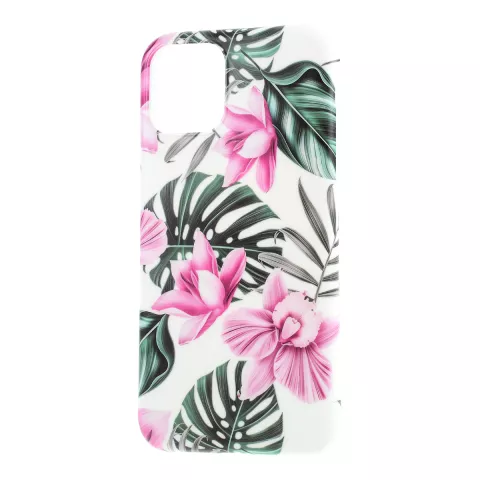 Hoesje Case Bloemen Bladeren Flowers Natuur TPU Flexibel Schokabsorberend voor iPhone 11 - Roze