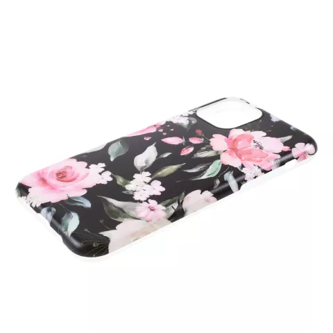 Hoesje Case Bloemen Bladeren Flowers Natuur TPU Flexibel Schokabsorberend voor iPhone 11 - Zwart