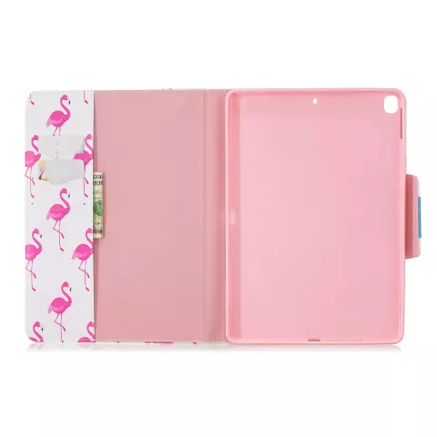 Wallet Portemonnee Hoes Case Kunstleer Natuur Vogel Flamingo voor iPad 10.2 - Roze