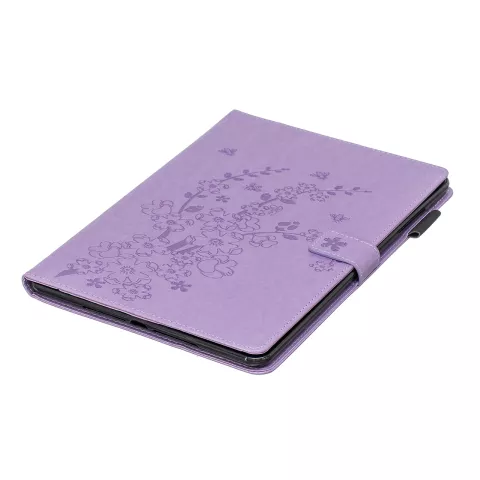 Wallet Portemonnee Hoes Case Kunstleer Natuur Bloesem Pruimenbloesem voor iPad 10.2 - Paars