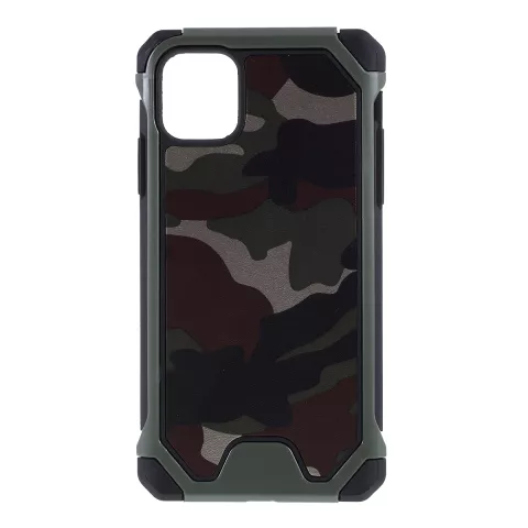 Camouflage Leger Hybride Lederen TPU Polycarbonaat iPhone 11 Pro Hoesje Case - Groen