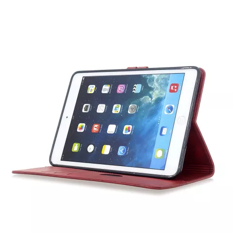 Wallet Portemonnee Hoes Case Kunstleer met Standaard voor iPad mini 1 2 3 4 5 - 7.9 inch - Rood