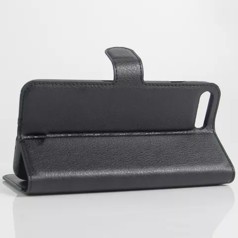 Hoes Case Wallet Portemonnee met Standaard Lycheestruktuur voor iPhone 7 Plus 8 Plus - Zwart