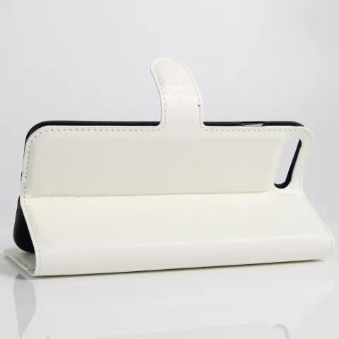 Hoes Case Wallet Portemonnee met Standaard Kunstleer Lycheestruktuur voor iPhone 7 Plus 8 Plus - Wit