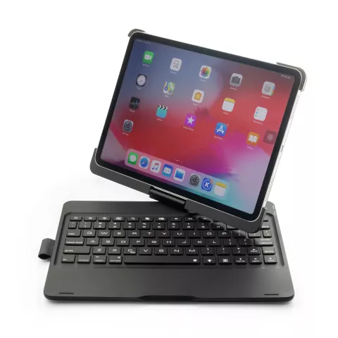 F360B 360 Graden Draaibaar Roterend ABS Bluetooth Keyboard Toetsenbord Case Hoes voor iPad Pro 11 inch - Zwart