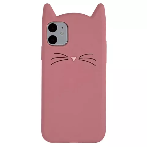 Schattige Kat iPhone 11 Silicone hoesje 3D - Roze Bescherming