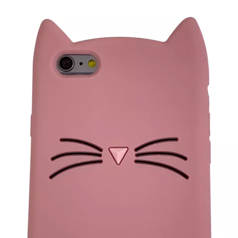 Schattige Kat iPhone 6 Plus 6s Plus Silicone hoesje 3D - Roze Bescherming