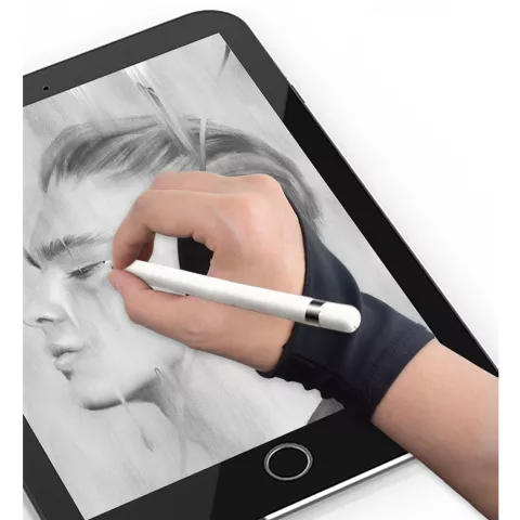 Anti-Touch handschoen sleeve Drawing Glove voor Apple Pencil Samsung Stylus - Zwart