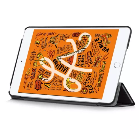 Just in Case Lederen geschikt voor iPad Mini 5 2019 Smart Tri-Fold Case Hoes - Zwart Bescherming