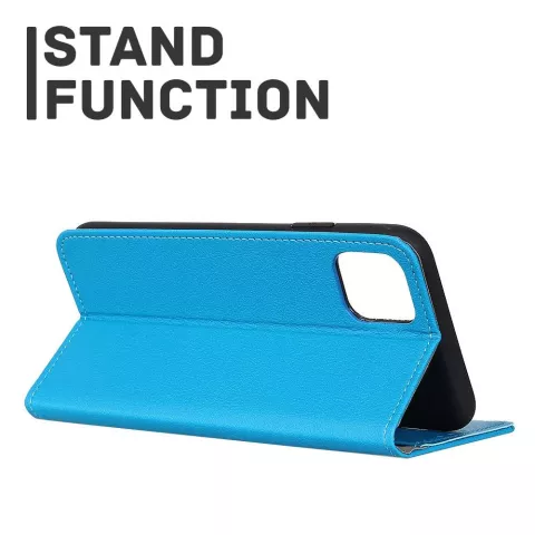 Just in Case Lederen Portemonnee Wallet geschikt voor iPhone 11 Pro Hoes - Blauw Pasjes Briefgeld