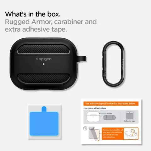 Spigen Rugged Armor geschikt voor AirPods Pro TPU Case - Zwart Opbergcase