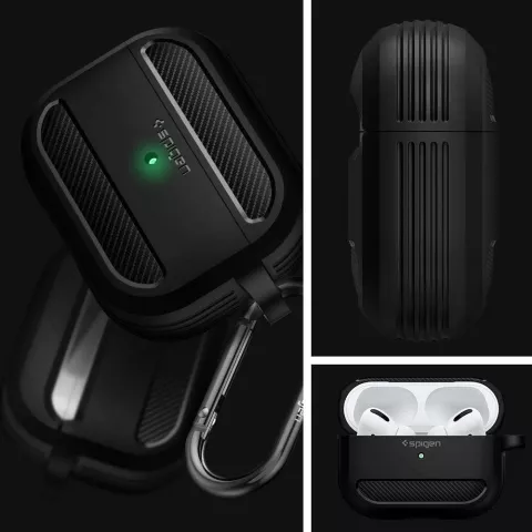 Spigen Rugged Armor geschikt voor AirPods Pro TPU Case - Zwart Opbergcase