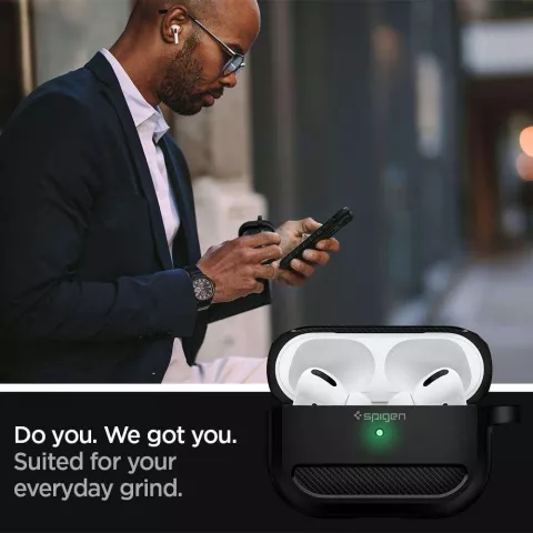 Spigen Rugged Armor geschikt voor AirPods Pro TPU Case - Zwart Opbergcase