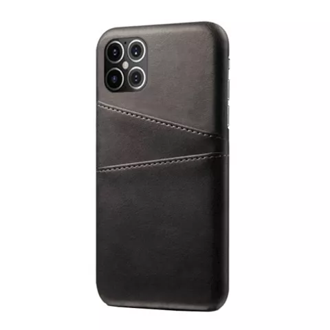 Duo Cardslot Wallet kunstleer hoesje voor iPhone 12 Pro Max - zwart