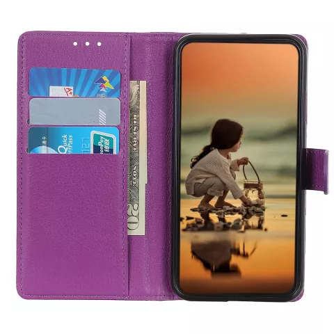 Wallet kunstleer hoesje voor iPhone 12 en iPhone 12 Pro - paars