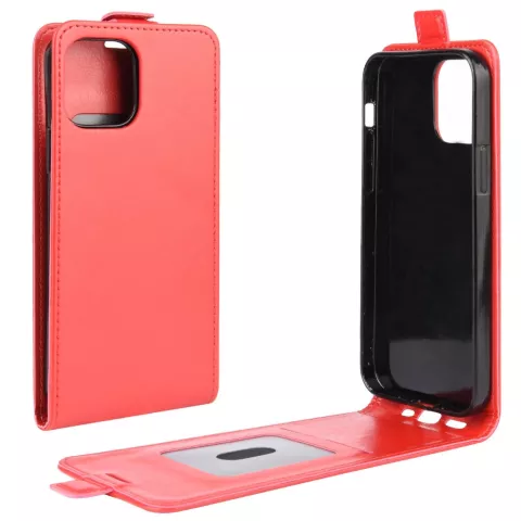Flip case kunstleer hoesje voor iPhone 12 en iPhone 12 Pro - rood