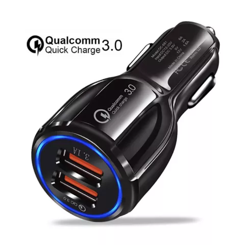 30Q Dual USB Sigarettenplug Autolader - Zwart Fast Charging