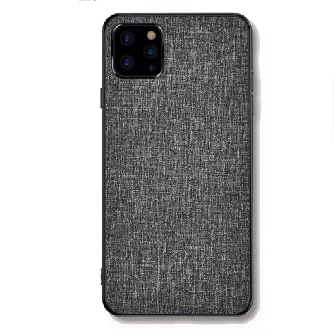 Cloth Texture stof en kunststof hoesje geschikt voor iPhone 12 en iPhone 12 Pro - grijs