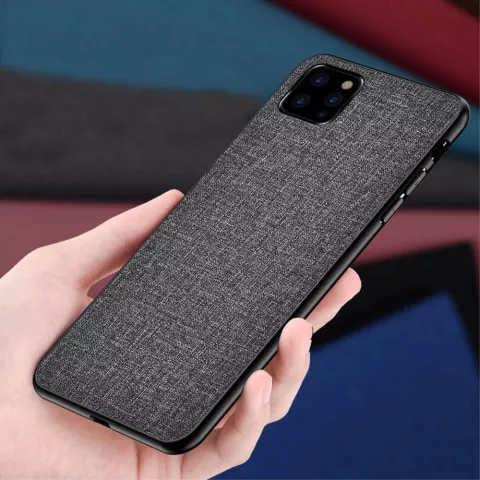 Cloth Texture stof en kunststof hoesje voor iPhone 12 en iPhone 12 Pro - grijs