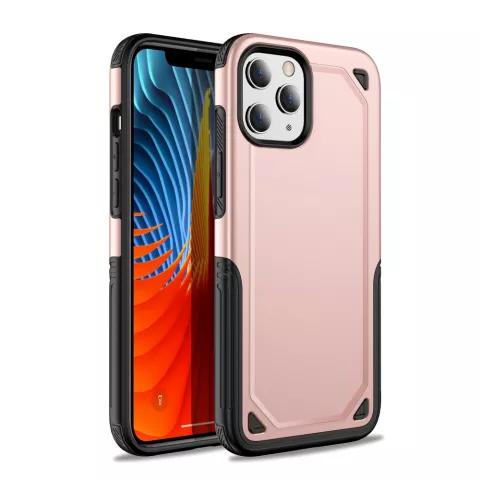 Pro Armor kunststof en schokabsorberend TPU hoesje voor iPhone 12 en iPhone 12 Pro - roze