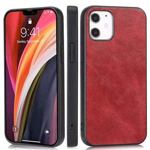 Leather Look kunstleer hoesje voor iPhone 12 mini - rood