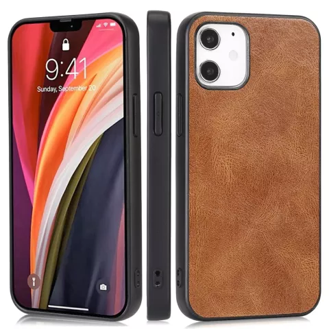 Leather Look kunstleer hoesje voor iPhone 12 mini - bruin