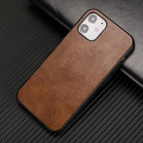 Leather Look kunstleer hoesje voor iPhone 12 mini - bruin