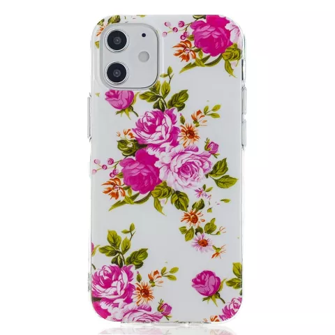 TPU roosjes hoesje voor iPhone 12 en iPhone 12 Pro - wit