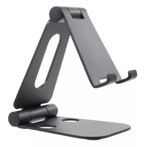 Universele Vouwbare Alloy Desktop Telefoonhouder voor Smartphone en tablet - Zwart