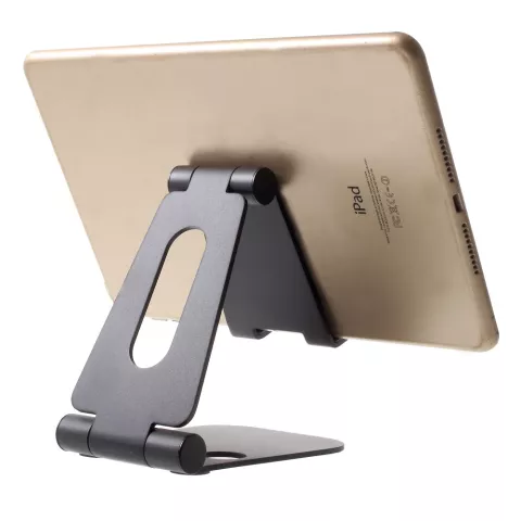 Universele Vouwbare Alloy Desktop Telefoonhouder voor Smartphone en tablet - Zwart
