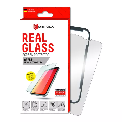 Displex Real Glass Glassprotector iPhone 11 Pro XS X - 10H Gehard Glas