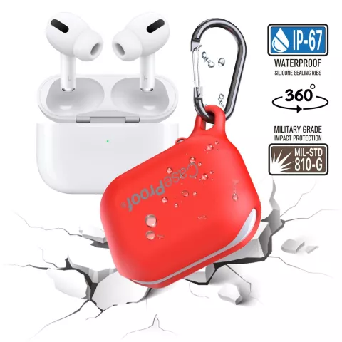 CaseProof Waterbestendige Case geschikt voor AirPods Pro - Rood 1 meter