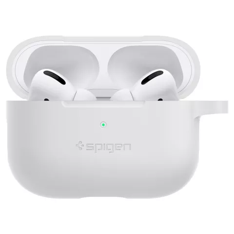 Spigen Silicone Hoes geschikt voor AirPods Pro - Wit Karabijnhaak