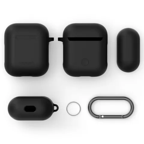 Spigen Silicone Hoes geschikt voor AirPods - Zwart Karabijnhaak