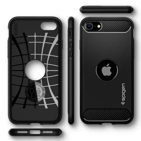 Spigen Rugged Armor Air Cushion Technology hoesje voor iPhone 7, 8 en iPhone SE 2020 SE 2022 - zwart