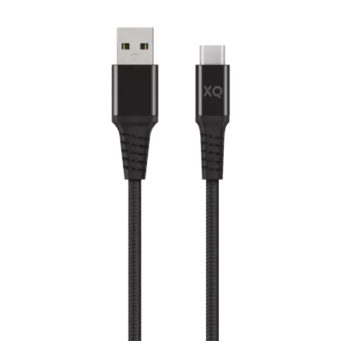 Xqisit Extra Sterk Gewoven USB-C 3.0 naar USB-A kabel - Zwart 200 cm Synchroniseren Opladen