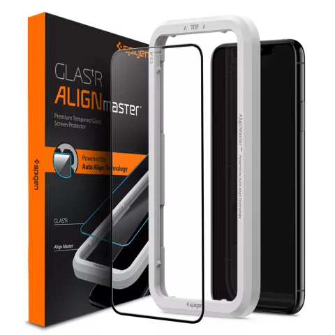 Spigen AlignMaster Glassprotector en bevestiginghulp geschikt voor iPhone 11 Pro Max en XS Max - Zwarte Rand