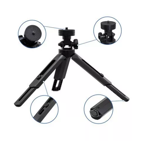 Mini Tripod met Telefoonhouder en standaard 1/4 inch camera bevestiging