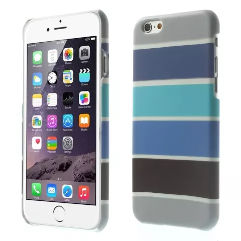 Glow in the Dark hoesje iPhone 6 / 6s - Blauw Grijs gestreepte cover