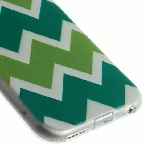 Groen TPU hoesje iPhone 6 6s Zigzag strepen Wit Groen