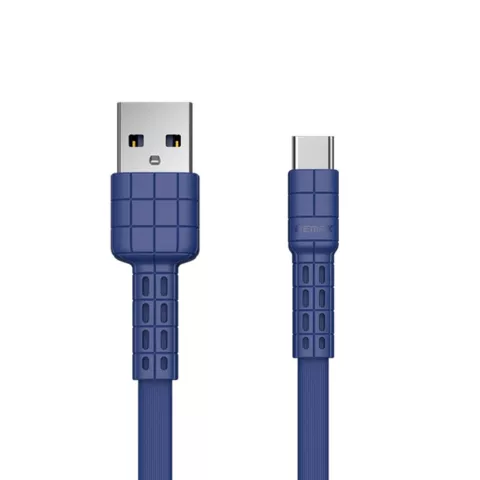Remax Armor platte USB-A naar USB-C kabel oplader fast charging oplaadkabel - Blauw