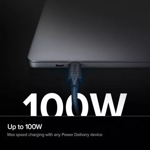 Spigen PowerArc oplaadkabel USB-C naar USB-C kabel 100W PD 2.0 oplader QC 3.0 - Zwart