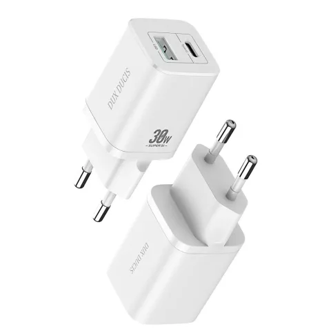 Dux Ducis adapter USB-A en USB-C oplader Super Si Power Delivery 30W netstroomadapter QC 18W - Wit