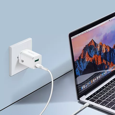 Dux Ducis adapter USB-A en USB-C oplader Super Si Power Delivery 30W netstroomadapter QC 18W - Wit