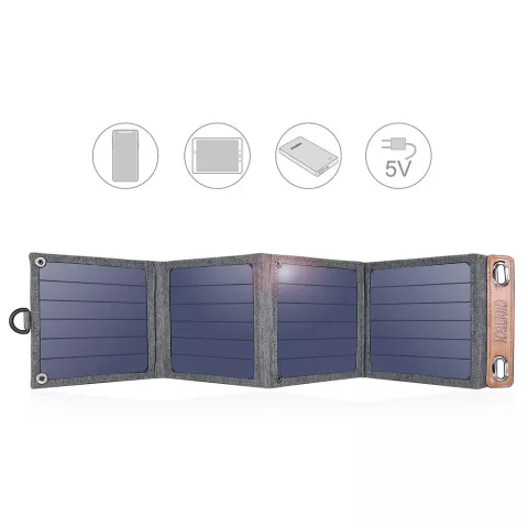 Choetech opvouwbaar zonnepaneel oplader USB-A waterproof 14W solar reislader outdoor - Grijs