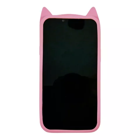 Schattige kat siliconen hoesje voor iPhone 12 Pro Max - roze
